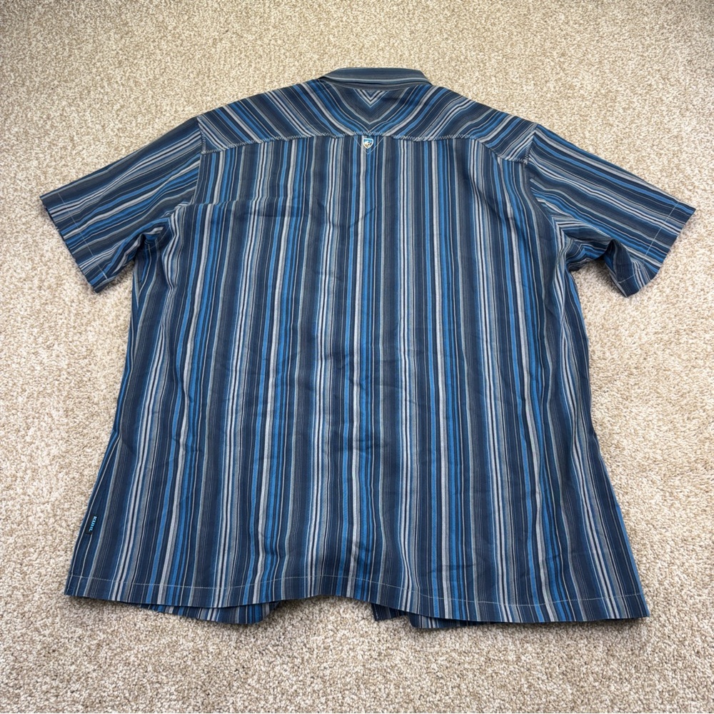 Kuhl Blue Casual Button Up Shirt with Chevron Stripes Mens size XL - Picture 4 of 11